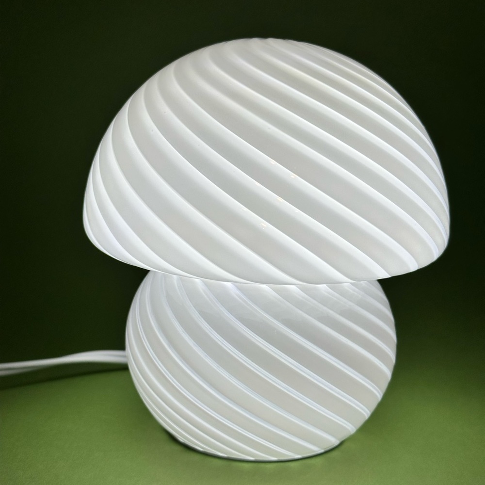 Glass Mushroom Lamp, White Lamp, Retro Lamp, Vintage Lamp